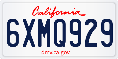 CA license plate 6XMQ929