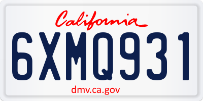 CA license plate 6XMQ931