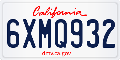 CA license plate 6XMQ932