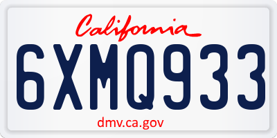CA license plate 6XMQ933
