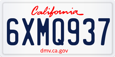 CA license plate 6XMQ937