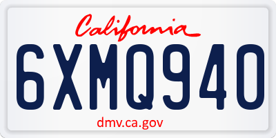 CA license plate 6XMQ940