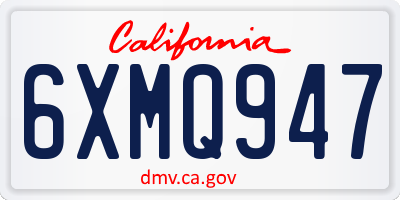 CA license plate 6XMQ947
