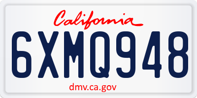 CA license plate 6XMQ948