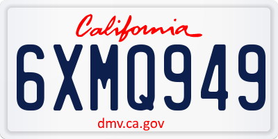 CA license plate 6XMQ949