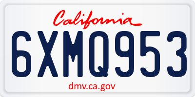 CA license plate 6XMQ953
