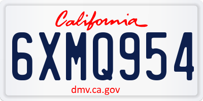 CA license plate 6XMQ954