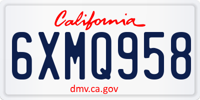 CA license plate 6XMQ958