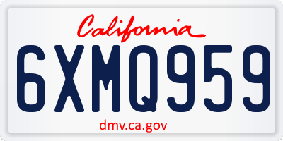 CA license plate 6XMQ959