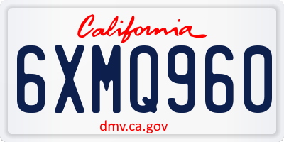 CA license plate 6XMQ960
