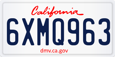 CA license plate 6XMQ963