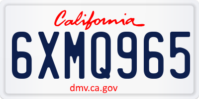 CA license plate 6XMQ965