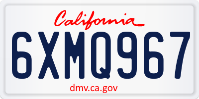 CA license plate 6XMQ967