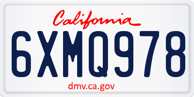 CA license plate 6XMQ978