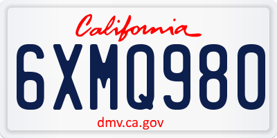 CA license plate 6XMQ980