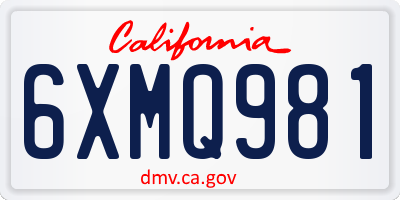 CA license plate 6XMQ981