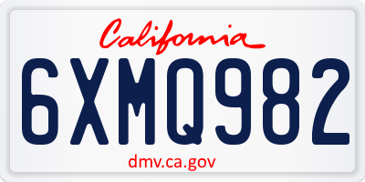 CA license plate 6XMQ982
