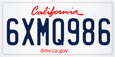 CA license plate 6XMQ986