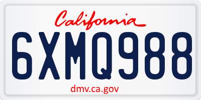CA license plate 6XMQ988