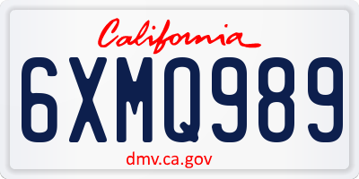 CA license plate 6XMQ989