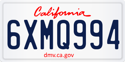 CA license plate 6XMQ994