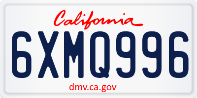 CA license plate 6XMQ996