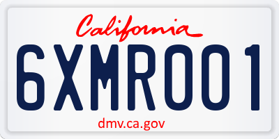 CA license plate 6XMR001