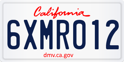 CA license plate 6XMR012