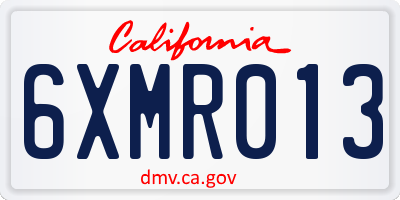 CA license plate 6XMR013