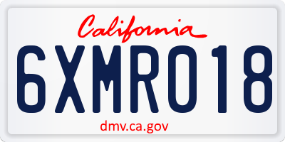 CA license plate 6XMR018