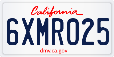 CA license plate 6XMR025