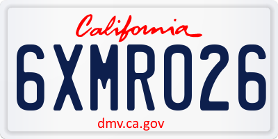 CA license plate 6XMR026