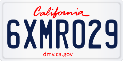 CA license plate 6XMR029