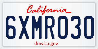 CA license plate 6XMR030