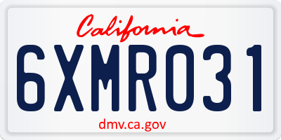 CA license plate 6XMR031