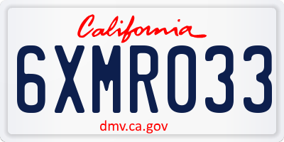 CA license plate 6XMR033