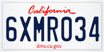 CA license plate 6XMR034
