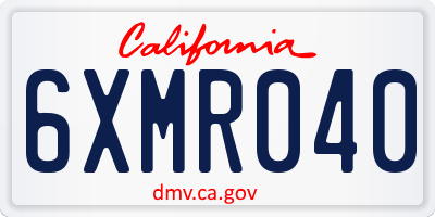 CA license plate 6XMR040