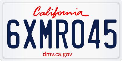 CA license plate 6XMR045