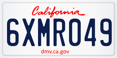 CA license plate 6XMR049