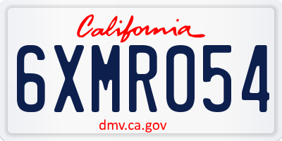 CA license plate 6XMR054