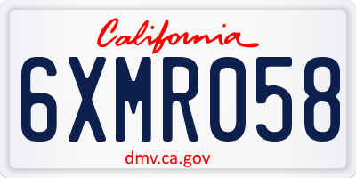 CA license plate 6XMR058