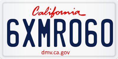 CA license plate 6XMR060