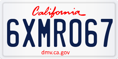 CA license plate 6XMR067