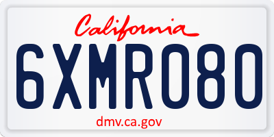 CA license plate 6XMR080