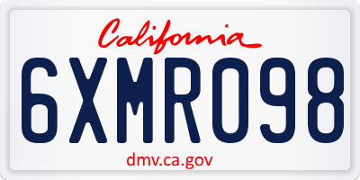 CA license plate 6XMR098