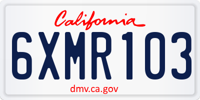 CA license plate 6XMR103