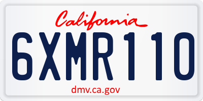 CA license plate 6XMR110