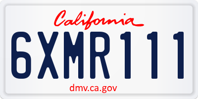 CA license plate 6XMR111