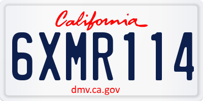 CA license plate 6XMR114